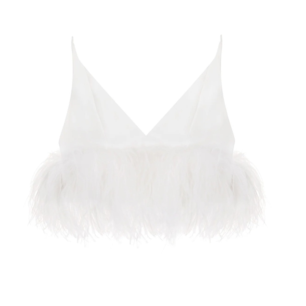 16 Arlington POPPY CAMISOLE IN WHITE CREPE & Feathers